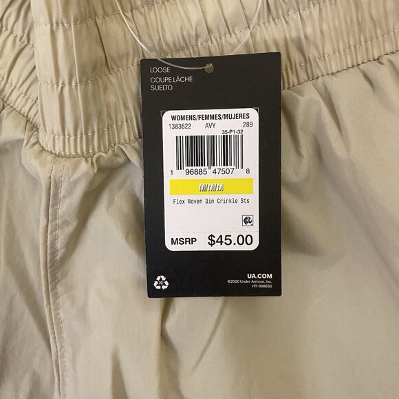 Under Armour Women's Flex Woven 3” Shorts Size M Beige Athletic Pockets NWT $45 - Picture 9 of 11